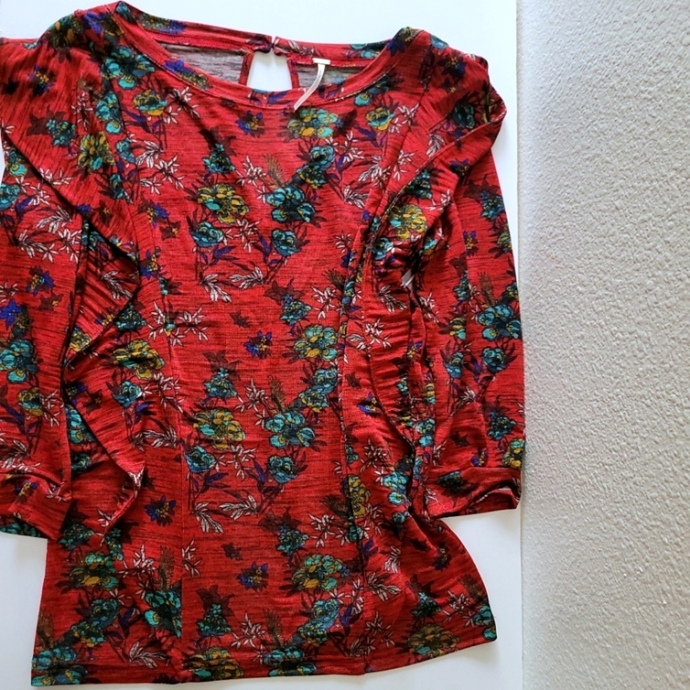 Free People Women's Dock Street Red Floral Combo Top - Picture 9 of 16